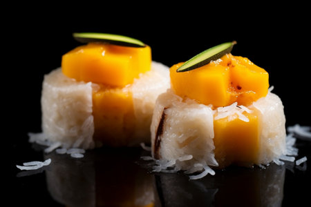 Generative AI : asian desert mango with sticky riceの素材