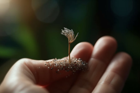 Generative AI : seeds in handの素材
