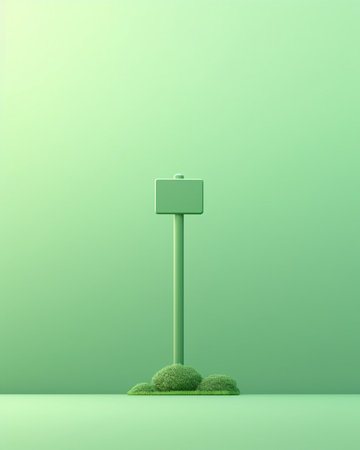 Generative AI : Blank Green Road Sign in parkの素材