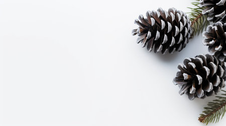 Generative AI : pine cones on white backgroundの素材