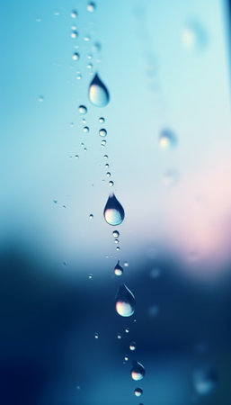 Generative AI : water drops on window after rain filtered backgroundの素材