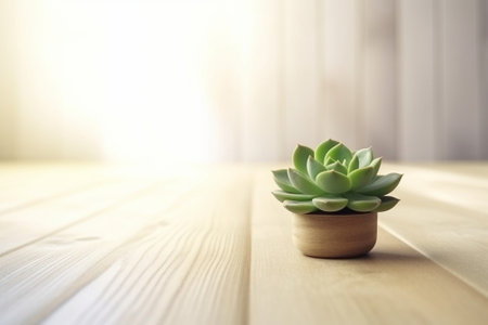 Generative AI : succulent plant on wooden tableの素材