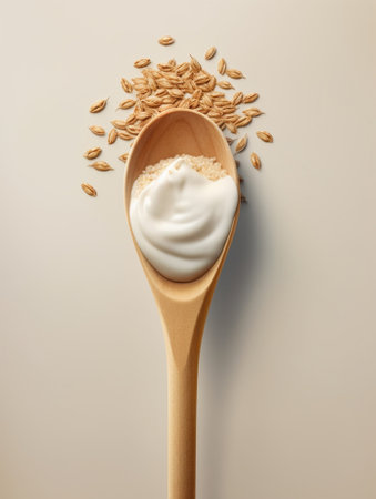 Generative AI : white sesame in wooden spoonの素材