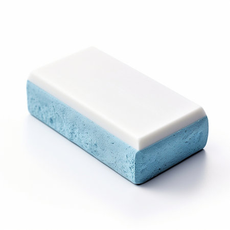 Generative AI : handmade natural indigo cold process soap bar on white backgroundの素材