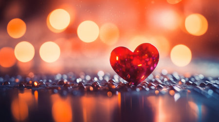 Generative AI : Heart bokeh background Valentines day backgroundの素材