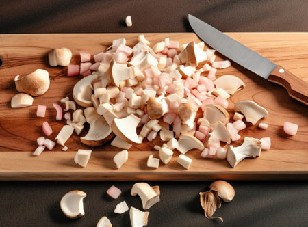 Generative AI : Oyster mushroom or Pleurotus ostreatus on wooden background Close upの素材