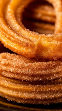Generative AI : Churros dessert on black plate Grey background Close upの素材