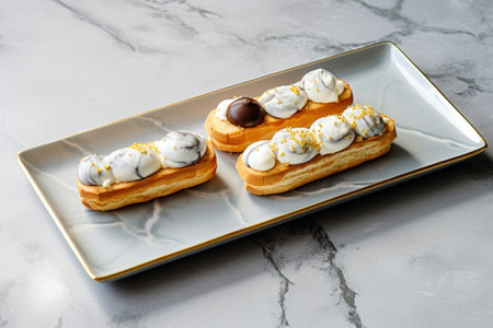 Generative AI : Calissons on a plate Marble background Traditional French Provence sweetsの素材