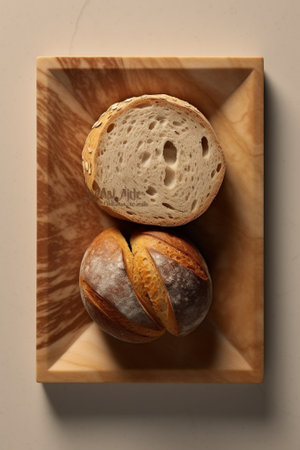 Generative AI : Wholegrain bread with seeds on a stone backgroundの素材
