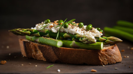 Generative AI : Roasted asparagus with cream cheese and fresh herbs spreadの素材