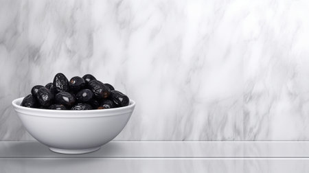 Generative AI : Fresh medjool dates in bowl Grey background Copy spaceの素材