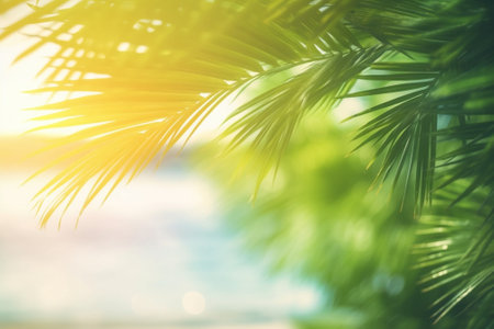 Generative AI : Summer tropical blurred backgroundの素材