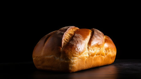 Generative AI : Bread ciabatta sliced Dark background Close up Top viewの素材