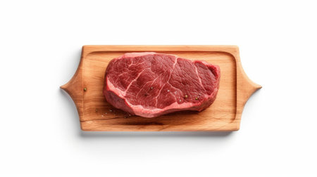 Generative AI : Fresh raw beef steak isolated on white Top view Copy spaceの素材