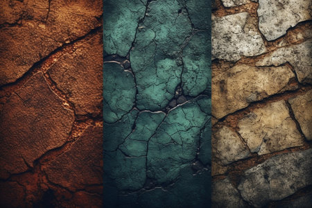 Generative AI : old wall textures grunge background collection in four different colorsの素材