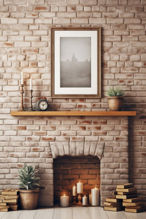 Generative AI : old interior with brick wallの素材