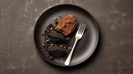 Generative AI : old dessert plate and spoonの素材