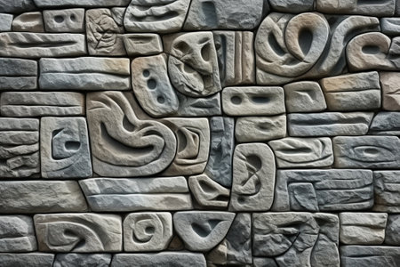 Generative AI : stone wall texture background abstract shapes patternの素材