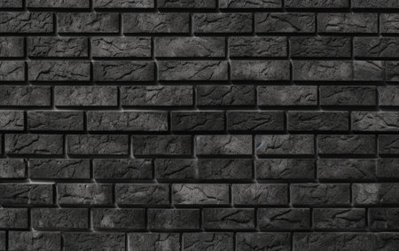 Generative AI : black brick wall texture grunge background seamless backgroundの素材