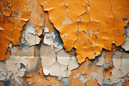 Generative AI : old peeling wall orange backgroundの素材