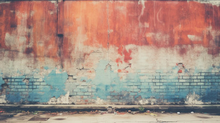 Generative AI : old abandoned slum dirty wall retro film filtered instagram styleの素材