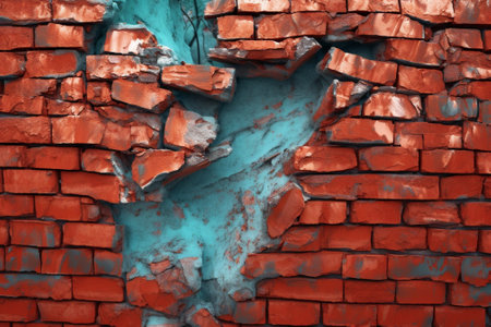 Generative AI : cracked brick wall concrete backgroundの素材