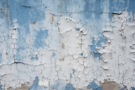 Generative AI : white and bright blue abstract background peeling paint wall textureの素材