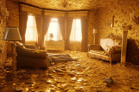 Generative AI : golden room metallic interiorの素材