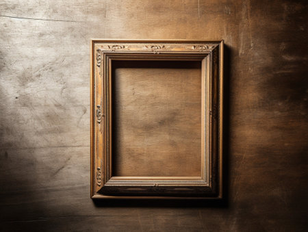 Generative AI : old photo frame on the wooden tableの素材