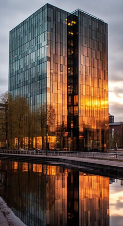 Generative AI : Modern office business building in Stockholm Swedenの素材