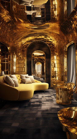 Generative AI : golden room metallic interiorの素材