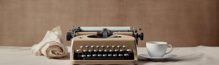 Generative AI : old retro typewriter with paper retro filtered instagram styleの素材