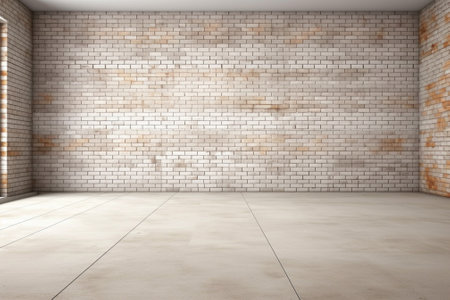 Generative AI : grunge brick wall with sidewalk floor interior background or textureの素材