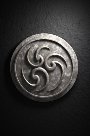 Generative AI : silver metal background swirl decorative element may use as push button templateの素材