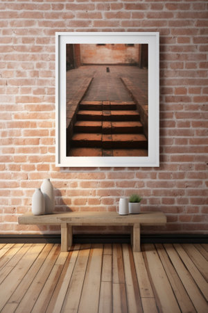 Generative AI : old interior with brick wall retro film filtered instagram styleの素材