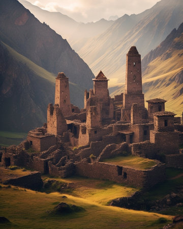 Generative AI : Old ruins of fortress Gori in Georgiaの素材