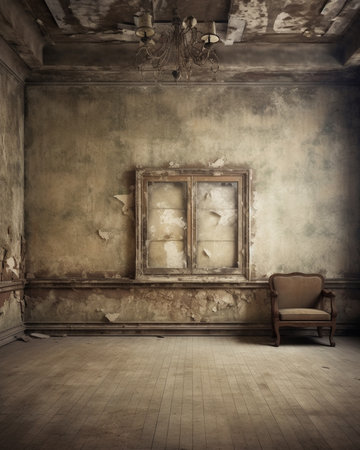 Generative AI : old grunge interior vintage backgroundの素材