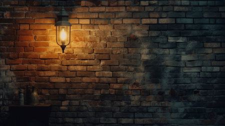Generative AI : old dirty room with brick wall vintage background retro film filtered instagram styleの素材