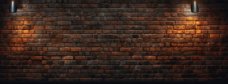 Generative AI : old brick wall background in basement with beam of lightの素材