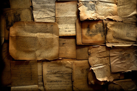 Generative AI : old papers on dirty wallの素材