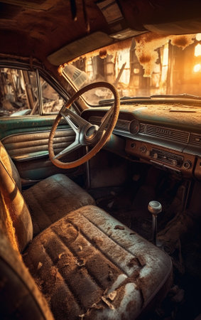 Generative AI : old grungy metallic interiorの素材