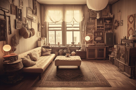 Generative AI : old room retro filtered instagram styleの素材