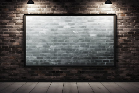 Generative AI : concrete billboard on red brick wall texture background and shadow vignetteの素材