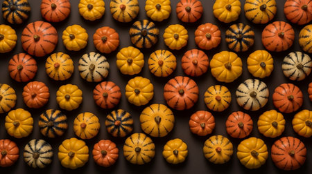 Generative AI : Background from various kinds of pumpkinsの素材