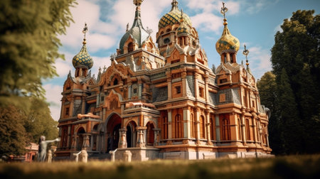 Generative AI : Famous orthodox Church of the Three Saints in Chernivtsi city Ukraine in the yard of Chernivtsi National Universityの素材
