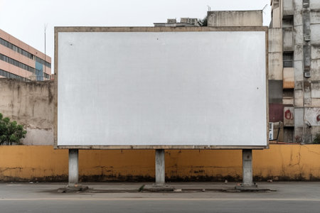 Generative AI : billboard in old studio urban background with placard retro filtered instagram styleの素材