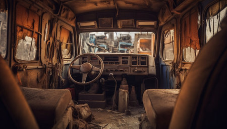 Generative AI : old dirty metallic interiorの素材