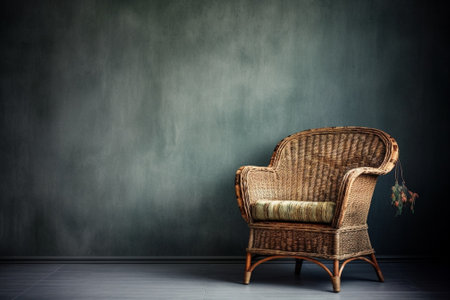 Generative AI : old room rattan texture background retro film filtered instagram styleの素材