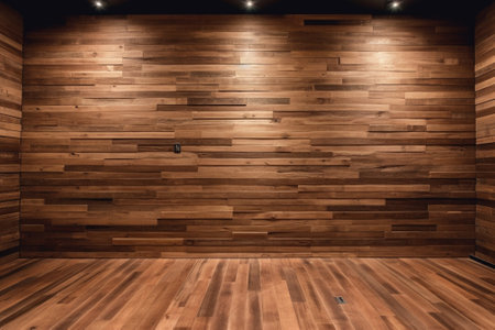 Generative AI : vintage wood texture interior background tiled floor and wooden wall textureの素材