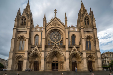 Generative AI : St Michael chapel and St Elisabeth cathedral in the main square of Kosice city in eastern Slovakiaの素材